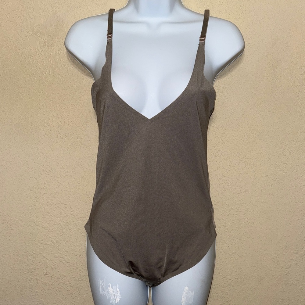 Free People Intimately grey bodysuit with snap button closure